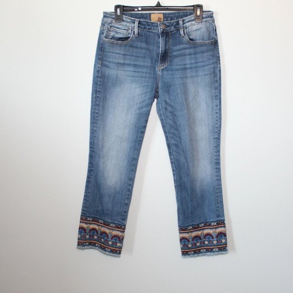 Driftwood Boho Embroidered Hem Colette Jeans Medium Wash Women's Size 29 H12272 - Picture 7 of 9